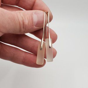 925 Sterling Silver Odd Long Handmade Opaque Dangle Earrings